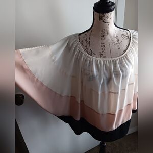 LOFT Women's Colorblock Blouse in Cream, Pink, and Black